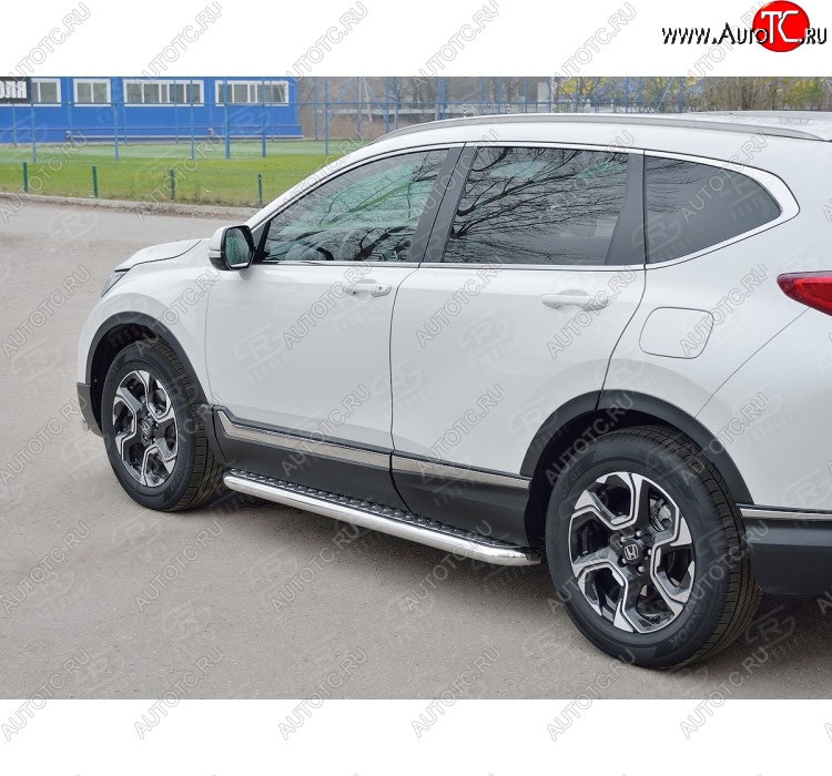 30 799 р. Широкая защита порогов из трубы диаметром 63 мм SLITKOFF v2  Honda CR-V  RW,RT (2016-2020) дорестайлинг  с доставкой в г. Майкоп