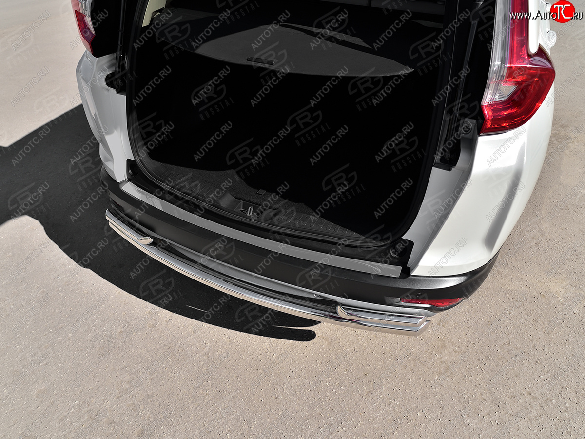 1 999 р. Защитная накладка заднего бампера на Russtal Honda CR-V RW,RT дорестайлинг (2016-2020) (Нержавейка полированная)  с доставкой в г. Майкоп