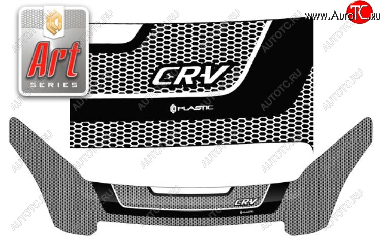 2 879 р. Дефлектор капота CA-Plastiс exclusive  Honda CR-V  RD4,RD5,RD6,RD7,RD9  (2001-2006) дорестайлинг, рестайлинг (Серия Art черная)  с доставкой в г. Майкоп