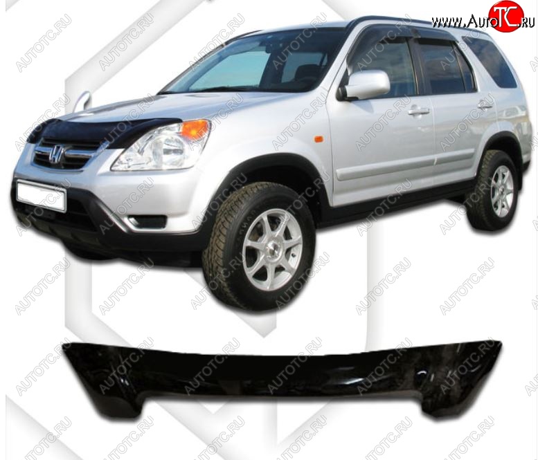2 079 р. Дефлектор капота CA-Plastic  Honda CR-V  RD4,RD5,RD6,RD7,RD9  (2001-2006) дорестайлинг, рестайлинг (Classic черный, Без надписи)  с доставкой в г. Майкоп