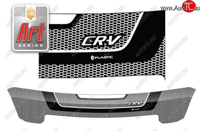 2 299 р. Дефлектор капота CA-Plastiс  Honda CR-V  RD4,RD5,RD6,RD7,RD9  (2001-2006) дорестайлинг, рестайлинг (Серия Art черная)  с доставкой в г. Майкоп