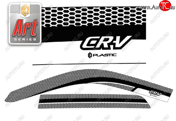 2 199 р. Дефлектора окон CA-Plastic  Honda CR-V  RD4,RD5,RD6,RD7,RD9  (2001-2006) дорестайлинг, рестайлинг (Серия Art черная, Без хром.молдинга)  с доставкой в г. Майкоп