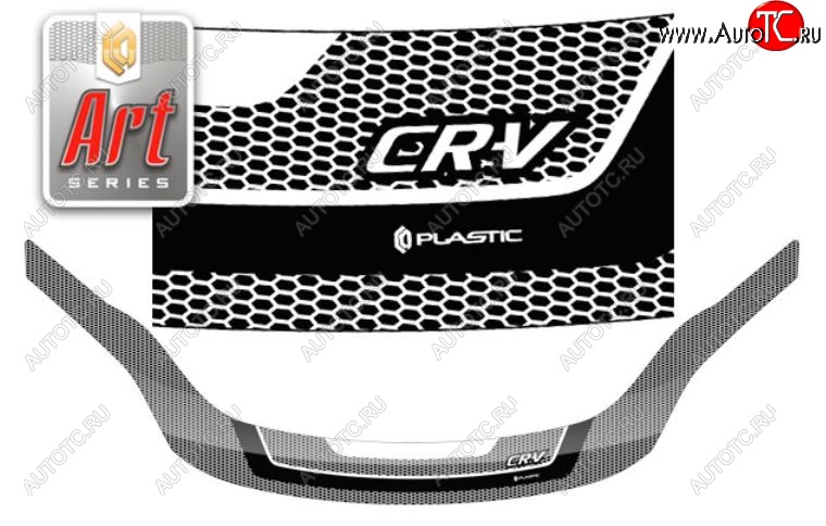 2 479 р. Дефлектор капота CA-Plastiс exclusive  Honda CR-V  RE1,RE2,RE3,RE4,RE5,RE7 (2009-2012) рестайлинг (Серия Art серебро)  с доставкой в г. Майкоп