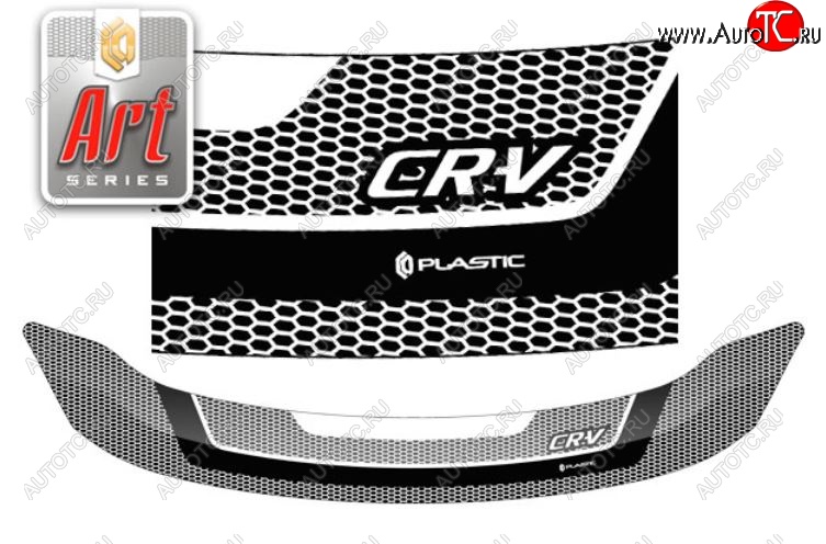 2 159 р. Дефлектор капота CA-Plastiс  Honda CR-V  RE1,RE2,RE3,RE4,RE5,RE7 (2009-2012) рестайлинг (Серия Art серебро)  с доставкой в г. Майкоп