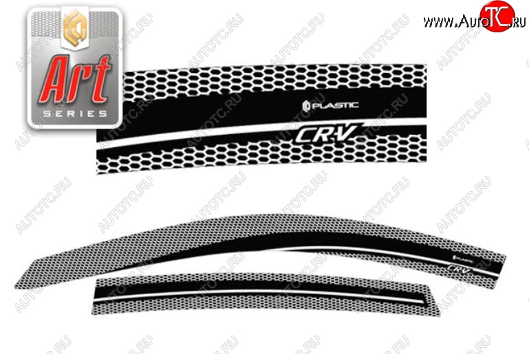 2 199 р. Дефлектора окон CA-Plastic  Honda CR-V  RE1,RE2,RE3,RE4,RE5,RE7 (2009-2012) рестайлинг (Серия Art серебро, Без хром.молдинга)  с доставкой в г. Майкоп