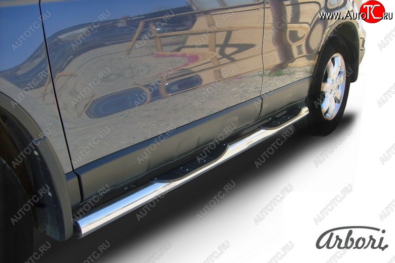 14 579 р. Защита штатных порогов Arbori (с проступью, нержавейка, d76 mm). Honda CR-V RE1,RE2,RE3,RE4,RE5,RE7 рестайлинг (2009-2012)  с доставкой в г. Майкоп