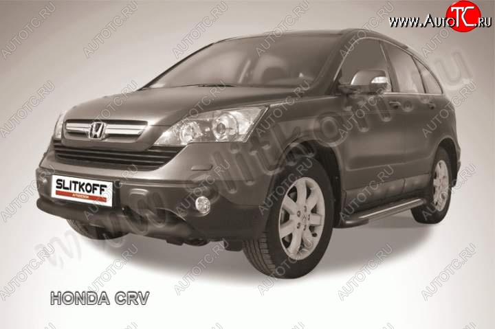 9 449 р. Защита переднего бампера из трубы d76 Slitkoff (дуга)  Honda CR-V  RE1,RE2,RE3,RE4,RE5,RE7 (2009-2012) рестайлинг (Цвет: серебристый)  с доставкой в г. Майкоп