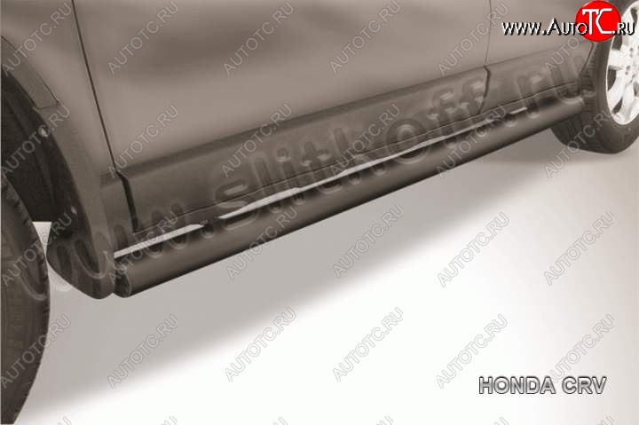 10 599 р. Защита порогов из труб d76 Slitkoff Honda CR-V RE1,RE2,RE3,RE4,RE5,RE7 рестайлинг (2009-2012) (Цвет: серебристый)  с доставкой в г. Майкоп
