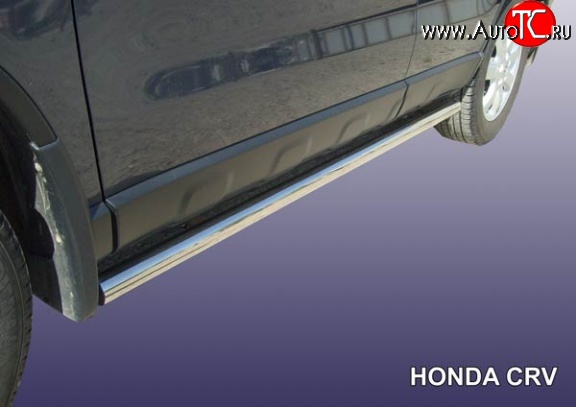 13 999 р. Защита порогов из круглой трубы диаметром 57 мм Slitkoff  Honda CR-V  RE1,RE2,RE3,RE4,RE5,RE7 (2009-2012) рестайлинг (Нержавейка, Полированная)  с доставкой в г. Майкоп