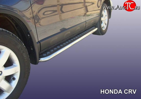 16 999 р. Широкая защита порогов Slitkoff Honda CR-V RE1,RE2,RE3,RE4,RE5,RE7 рестайлинг (2009-2012) (Нержавейка, Полированная)  с доставкой в г. Майкоп