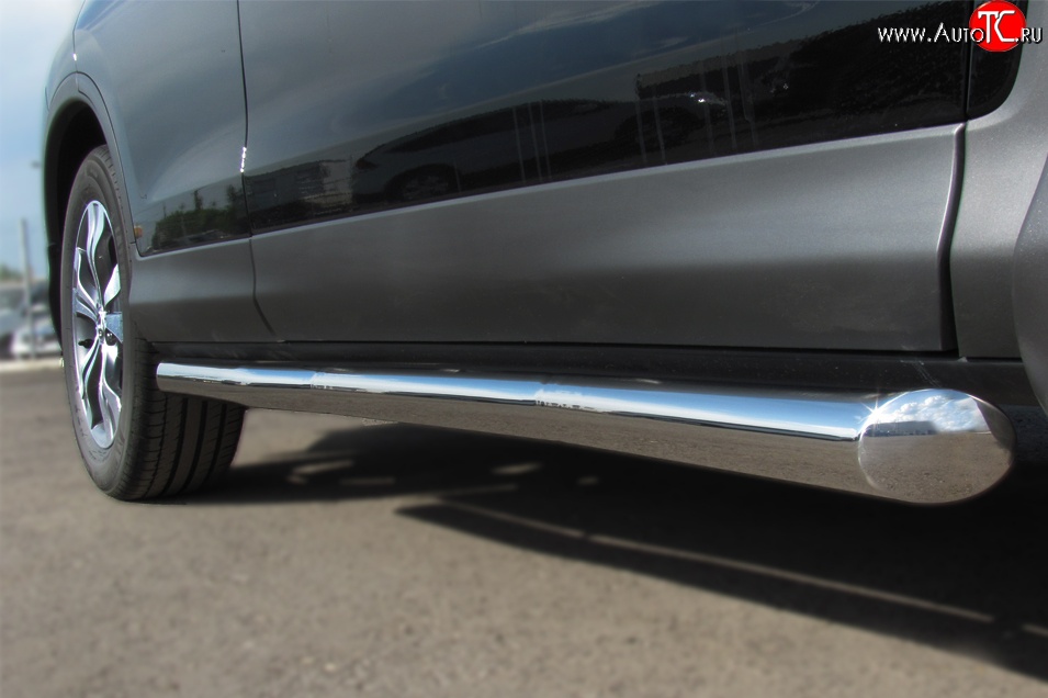 77 999 р. Защита порогов из круглой трубы диаметром 76 мм Russtal Honda CR-V RE1,RE2,RE3,RE4,RE5,RE7 рестайлинг (2009-2012) (Защита порогов с со скосами на торцах (вариант 1))  с доставкой в г. Майкоп