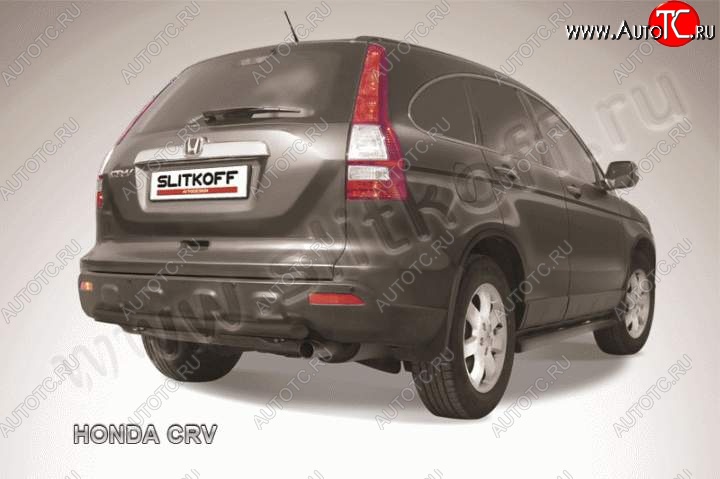6 399 р. Защита заднего бампера из трубы d 57 Slitkoff (короткая)  Honda CR-V  RE1,RE2,RE3,RE4,RE5,RE7 (2009-2012) рестайлинг (Цвет: серебристый)  с доставкой в г. Майкоп