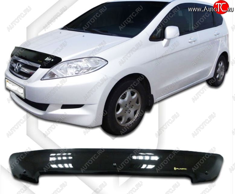 1 899 р. Дефлектор капота (BE1, BE2, BE3, BE4) CA Plastic  Honda Edix (2004-2009) (Classic черный, Без надписи)  с доставкой в г. Майкоп