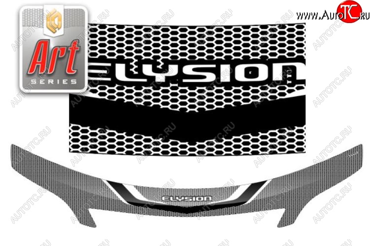 2 599 р. Дефлектор капота (RR1, RR2, RR3, RR4) CA-Plastic exclusive  Honda Elysion  1 (2004-2006) дорестайлинг (Серия Art графит)  с доставкой в г. Майкоп