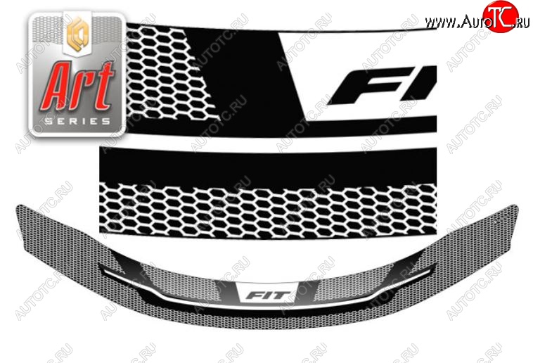 2 199 р. Дефлектор капота CA-Plastiс  Honda Fit ( GP,GK,  3,  3 GP,GK) (2013-2020)  дорестайлинг, GP,GK 1-ый рестайлинг, 2-ой рестайлинг (Серия Art белая)  с доставкой в г. Майкоп