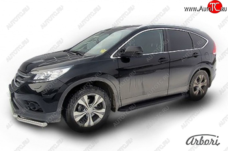 11 609 р. Порожки для ног Arbori Optima Black Honda CR-V RM1,RM3,RM4 рестайлинг (2014-2018)  с доставкой в г. Майкоп