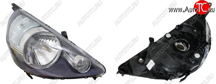 3 599 р. Правая фара SAT (чёрная, Евросвет) Honda Fit 1 GD дорестайлинг (2001-2004)  с доставкой в г. Майкоп