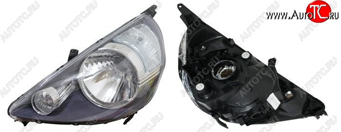 3 899 р. Левая фара SAT (чёрная, Евросвет) Honda Fit 1 GD дорестайлинг (2001-2004)  с доставкой в г. Майкоп