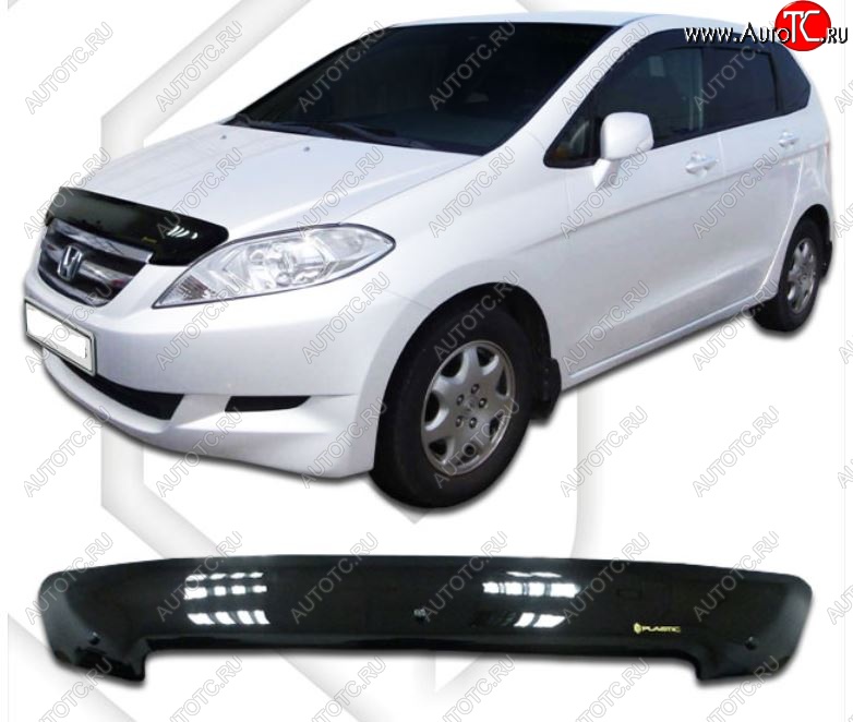 1 899 р. Дефлектор капота CA-Plastic  Honda FR-V (2004-2010) (Classic черный, Без надписи)  с доставкой в г. Майкоп