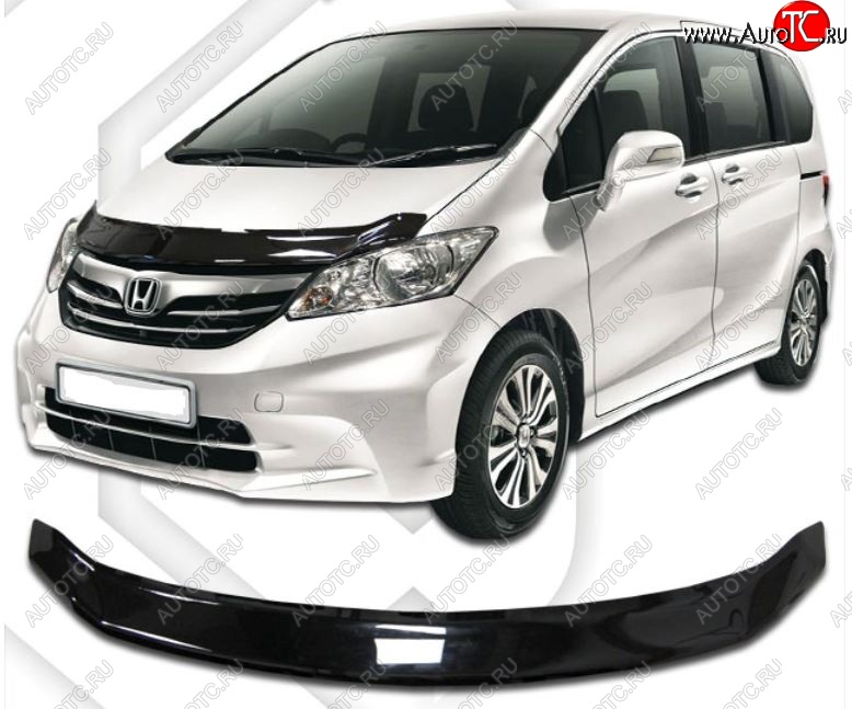 1 899 р. Дефлектор капота (GB3) CA-Plastic  Honda Freed  GB3,GB4 (2008-2011) минивэн дорестайлинг (Classic черный, Без надписи)  с доставкой в г. Майкоп