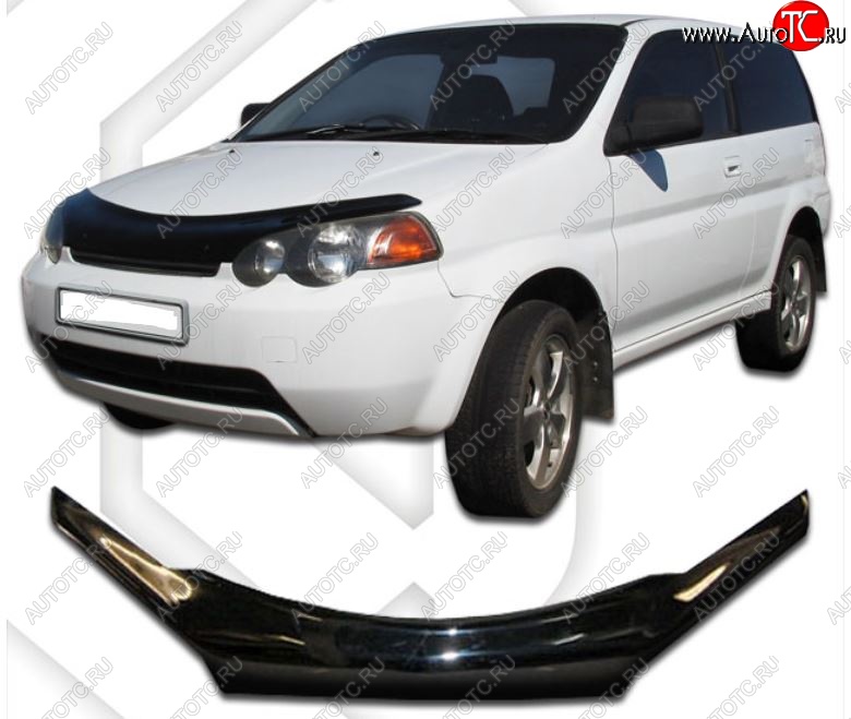 2 159 р. Дефлектор капота CA-Plastic Honda HR-V GH1,GH2 дорестайлинг 3 дв. (1998-2001) (Classic черный, Без надписи)  с доставкой в г. Майкоп