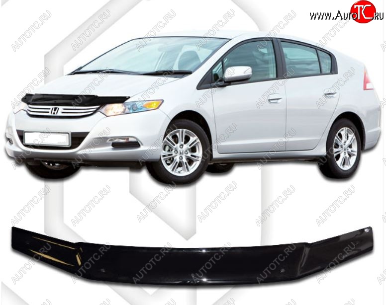 1 899 р. Дефлектор капота CA-Plastic  Honda Insight  ZE2 (2009-2011) хэтчбэк 5 дв. дорестайлинг (Classic черный, Без надписи)  с доставкой в г. Майкоп