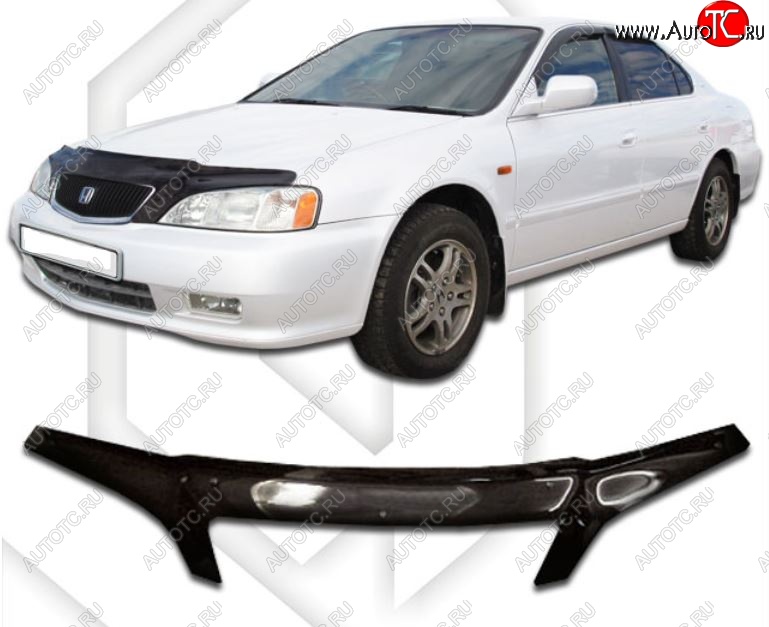 2 399 р. Дефлектор капота (VA4, VA5) CA-Plastic exclusive  Honda Inspire  3 (1998-2001) UA4, UA5 дорестайлинг (Classic черный, Без надписи)  с доставкой в г. Майкоп