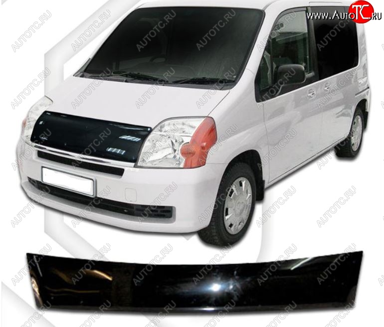2 199 р. Дефлектор капота (GB1, GB2) CA-Plastiс exclusive  Honda Mobilio  1 GB1,GB2 (2001-2003) дорестайлинг (Classic черный , Без надписи)  с доставкой в г. Майкоп