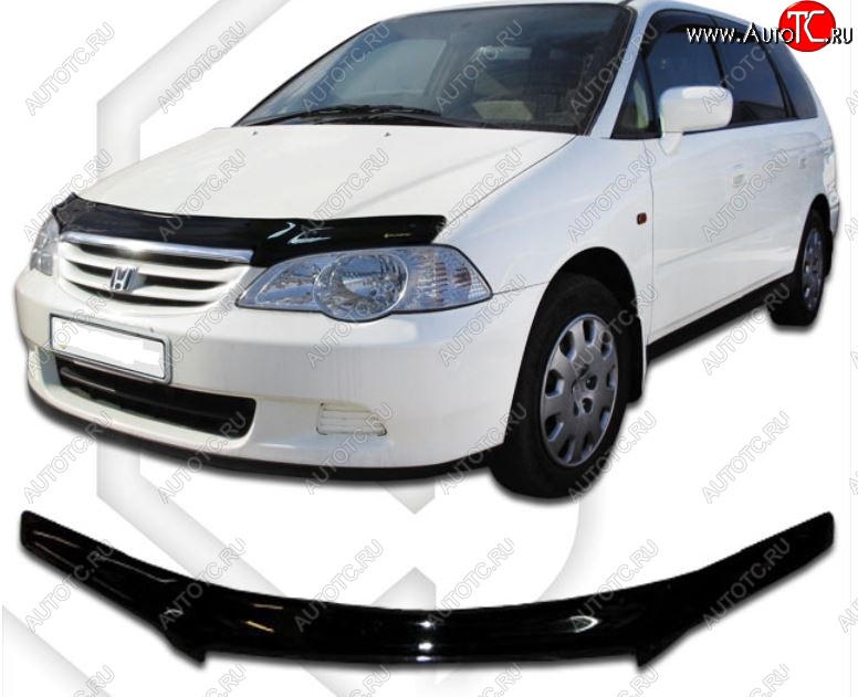 2 159 р. Дефлектор капота (RA6-RA7) CA-Plastic  Honda Odyssey  2 (1999-2003) (Classic черный, Без надписи)  с доставкой в г. Майкоп