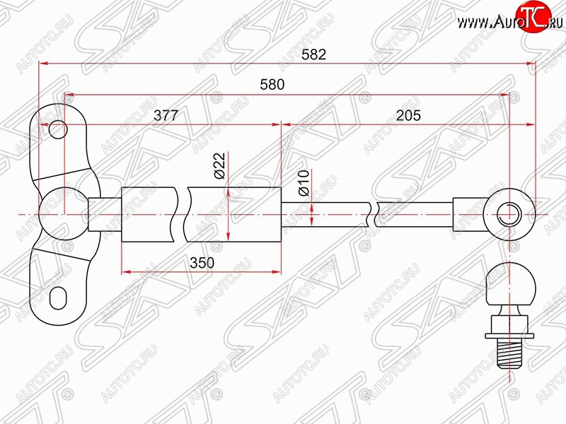 969 р. Левый упор крышки багажника SAT (газовый) Honda Odyssey 2 (1999-2003)  с доставкой в г. Майкоп