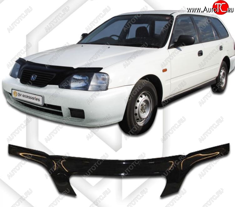 2 199 р. Дефлектор капота EL1 CA-Plastiс exclusive  Honda Orthia (1996-1998) (Classic черный, Без надписи)  с доставкой в г. Майкоп