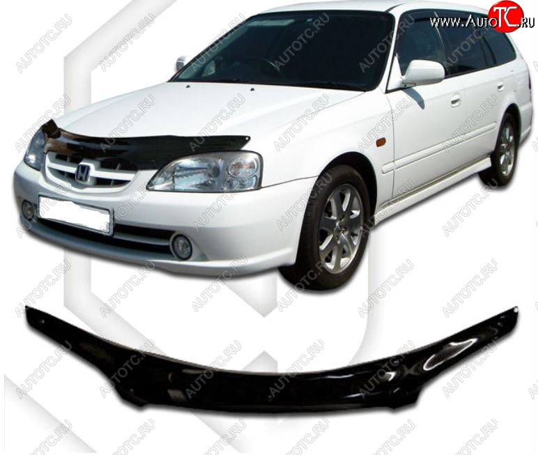 1 999 р. Дефлектор капота EL2 CA-Plastic  Honda Orthia (1999-2002) (Classic черный, Без надписи)  с доставкой в г. Майкоп