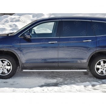 19 399 р. Пороги 120х60 Russtal (овал с поступью) Honda Pilot YF6 дорестайлинг (2016-2019)  с доставкой в г. Майкоп. Увеличить фотографию 2
