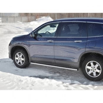 19 399 р. Пороги 120х60 Russtal (овал с поступью) Honda Pilot YF6 дорестайлинг (2016-2019)  с доставкой в г. Майкоп. Увеличить фотографию 3