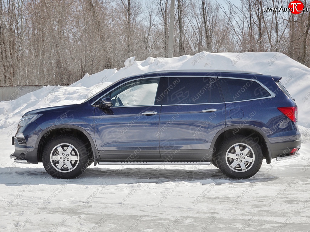 19 399 р. Пороги 120х60 Russtal (овал с поступью) Honda Pilot YF6 дорестайлинг (2016-2019)  с доставкой в г. Майкоп