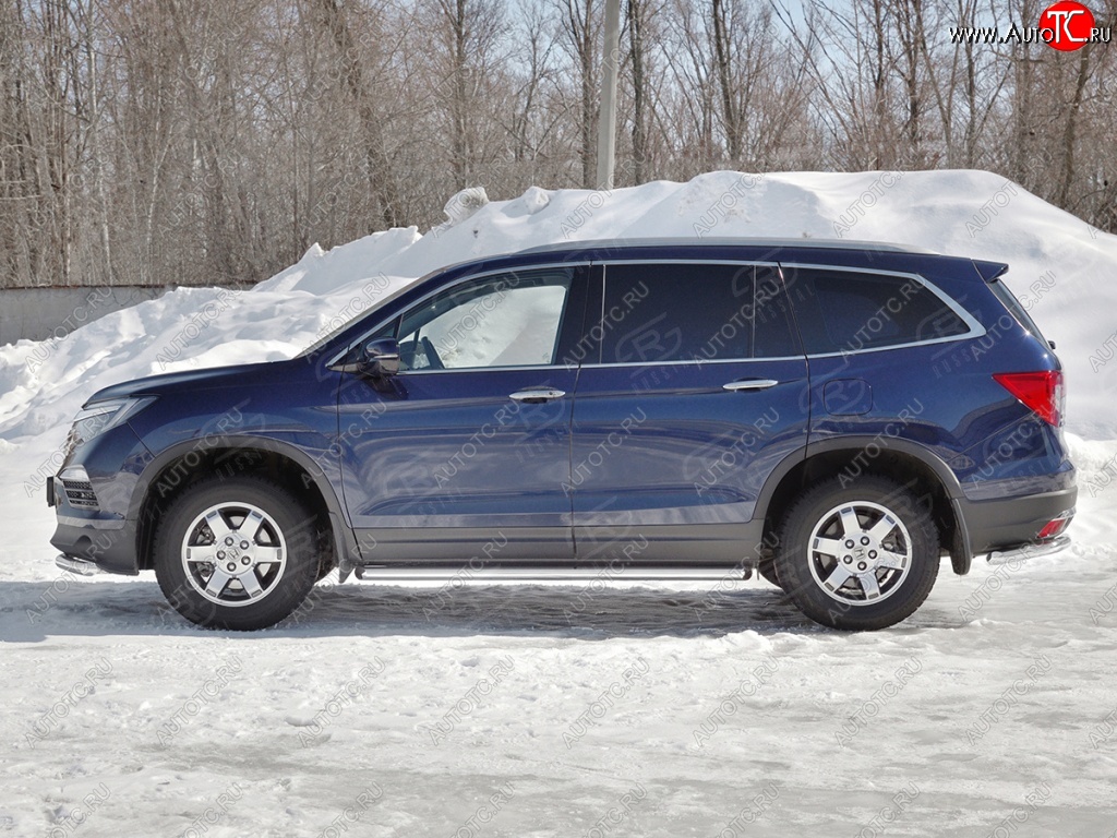 19 999 р. Пороги труба d63 SLITKOFF (вариант №1) Honda Pilot YF6 дорестайлинг (2016-2019)  с доставкой в г. Майкоп