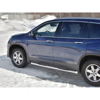 24 549 р. Пороги труба d76 с накладкой SLITKOFF (вариант №1) Honda Pilot YF6 дорестайлинг (2016-2019)  с доставкой в г. Майкоп. Увеличить фотографию 3