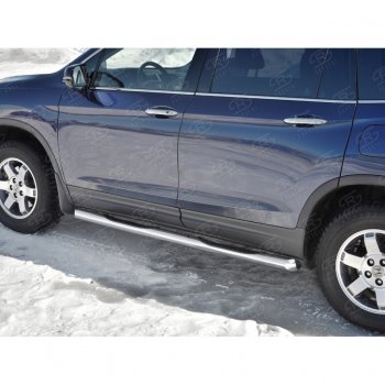 24 549 р. Пороги труба d76 с накладкой SLITKOFF (вариант №1) Honda Pilot YF6 дорестайлинг (2016-2019)  с доставкой в г. Майкоп. Увеличить фотографию 4