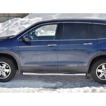 22 549 р. Пороги труба d76 с накладкой SLITKOFF (вариант №2) Honda Pilot YF6 дорестайлинг (2016-2019)  с доставкой в г. Майкоп. Увеличить фотографию 2