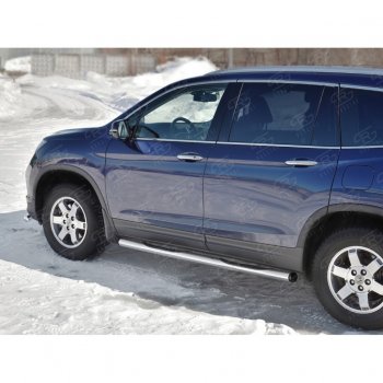 22 549 р. Пороги труба d76 с накладкой SLITKOFF (вариант №2) Honda Pilot YF6 дорестайлинг (2016-2019)  с доставкой в г. Майкоп. Увеличить фотографию 3