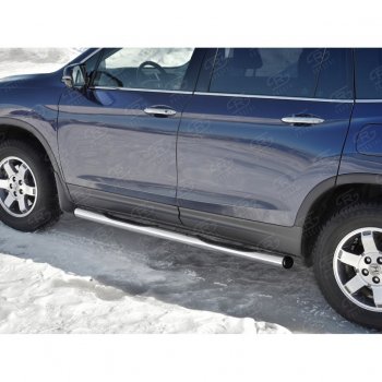 22 549 р. Пороги труба d76 с накладкой SLITKOFF (вариант №2) Honda Pilot YF6 дорестайлинг (2016-2019)  с доставкой в г. Майкоп. Увеличить фотографию 4