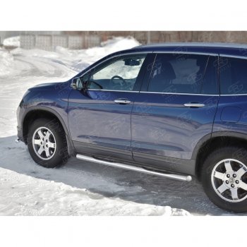 24 549 р. Пороги труба d76 с накладкой SLITKOFF (вариант №3) Honda Pilot YF6 дорестайлинг (2016-2019)  с доставкой в г. Майкоп. Увеличить фотографию 3