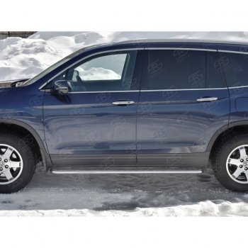 24 649 р. Пороги труба d42 с листом SLITKOFF (вариант №1) Honda Pilot YF6 дорестайлинг (2016-2019)  с доставкой в г. Майкоп. Увеличить фотографию 2