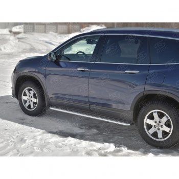 24 649 р. Пороги труба d42 с листом SLITKOFF (вариант №1) Honda Pilot YF6 дорестайлинг (2016-2019)  с доставкой в г. Майкоп. Увеличить фотографию 3