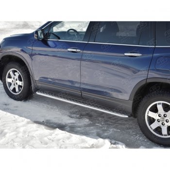 24 649 р. Пороги труба d42 с листом SLITKOFF (вариант №1) Honda Pilot YF6 дорестайлинг (2016-2019)  с доставкой в г. Майкоп. Увеличить фотографию 4
