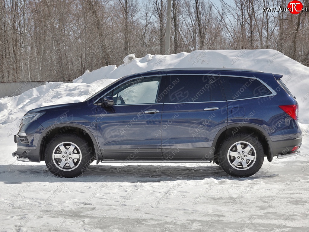 24 649 р. Пороги труба d42 с листом SLITKOFF (вариант №1) Honda Pilot YF6 дорестайлинг (2016-2019)  с доставкой в г. Майкоп