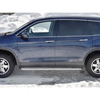 35 549 р. Пороги труба d42 с листом SLITKOFF (вариант №) Honda Pilot YF6 дорестайлинг (2016-2019)  с доставкой в г. Майкоп. Увеличить фотографию 2
