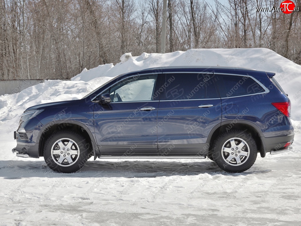 35 549 р. Пороги труба d42 с листом SLITKOFF (вариант №) Honda Pilot YF6 дорестайлинг (2016-2019)  с доставкой в г. Майкоп