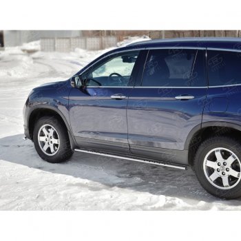 16 649 р. Пороги d75х42 Russtal (овал с проступью) Honda Pilot YF6 дорестайлинг (2016-2019)  с доставкой в г. Майкоп. Увеличить фотографию 3