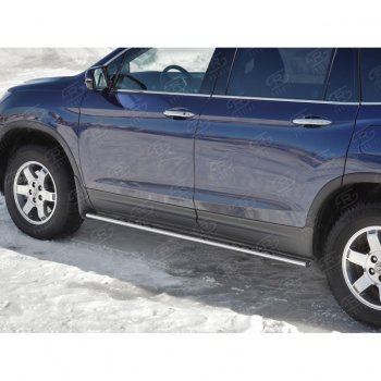 16 649 р. Пороги d75х42 Russtal (овал с проступью) Honda Pilot YF6 дорестайлинг (2016-2019)  с доставкой в г. Майкоп. Увеличить фотографию 4